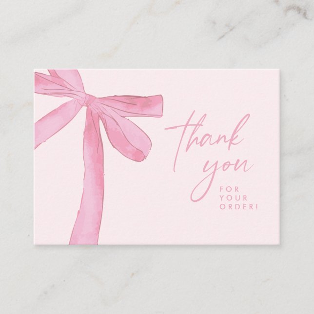 Pink bow Custom business Handlettering Business Card (Front)