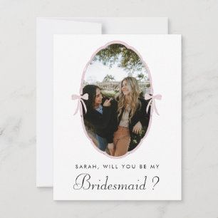 Pink Bow Custom Photo Will You Be My Bridesmaid