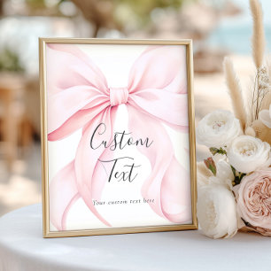 Pink Bow Custom Text Table Sign