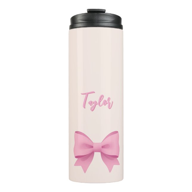 Pink Bow Custom  Thermal Tumbler (Front)