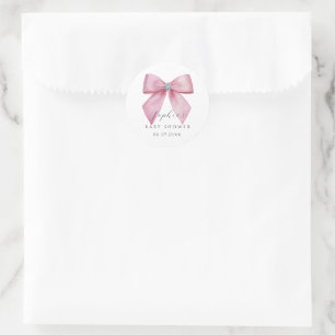Pink Bow Cute Baby Shower Classic Round Sticker