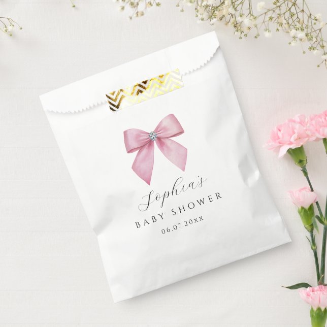Pink Bow Cute Baby Shower  Favour Bag (Sealed)