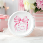 Pink Bow Cute Baby Shower Paper Plate<br><div class="desc">Add a cute touch to your baby shower celebration with this soft pink bow paper plates. Adorned with a delicate light pink ribbon design,  these elegant plates blend sophistication with charm.</div>