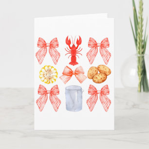 Pink Bow Cute Coquette Crawfish Boil Y2k Girl Aest Card