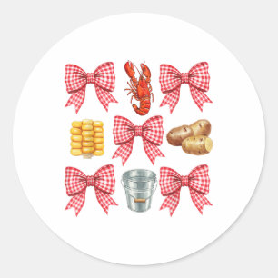 Pink Bow Cute Coquette Crawfish Boil Y2k Girl Aest Classic Round Sticker
