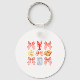 Pink Bow Cute Coquette Crawfish Boil Y2k Girl Aest Key Ring