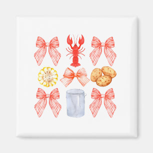Pink Bow Cute Coquette Crawfish Boil Y2k Girl Aest Magnet