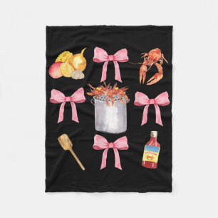 Pink Bow Cute Coquette Crawfish Clean Girl Aesthet Fleece Blanket