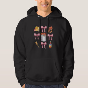 Pink Bow Cute Coquette Crawfish Clean Girl Aesthet Hoodie