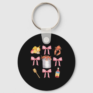 Pink Bow Cute Coquette Crawfish Clean Girl Aesthet Key Ring