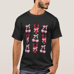 Pink Bow Cute Coquette Crawfish y2k Clean Girl Aes T-Shirt