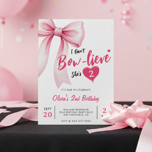 Pink Bow Cute Girls Birthday Party Invitation