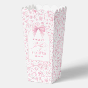 Pink Bow Cute Whimsical Chinoiserie Baby Shower Favour Box