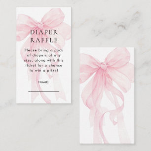 Pink Bow Diaper Raffle Baby Shower Enclosure Card
