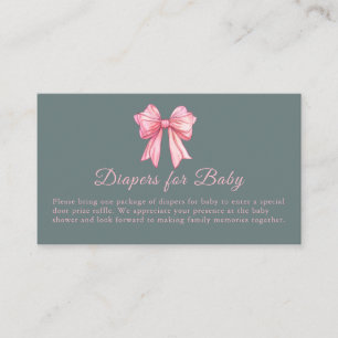 Pink Bow Diaper Raffle Baby Shower Enclosure Card