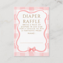 Pink Bow Diaper Raffle Baby Shower Tickets