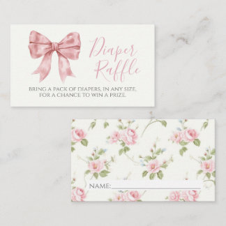 Pink Bow Diaper Raffle Card