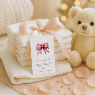 Pink Bow Diaper Raffle Christmas Baby Shower  Enclosure Card