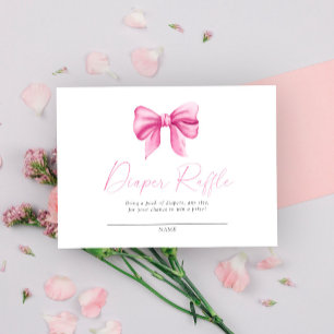 Pink bow diaper raffle enclosure card