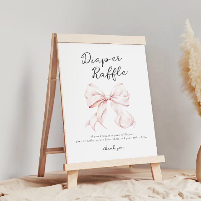 Pink Bow Diaper Raffle Table Sign (Creator Uploaded)