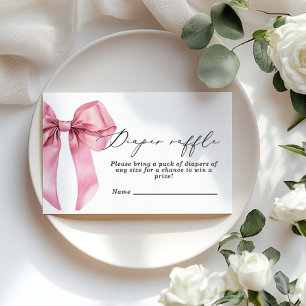 Pink Bow Diaper raffle ticket Enclosure Card