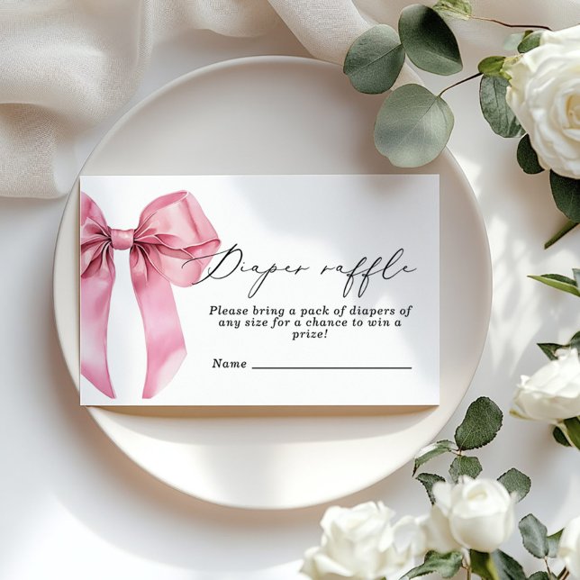 Pink Bow Diaper raffle ticket Enclosure Card (Creator Uploaded)