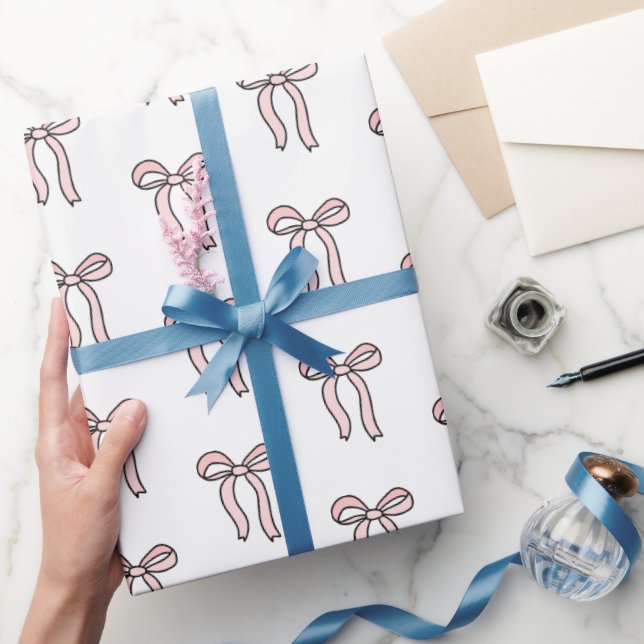 Pink Bow Doodle  Wrapping Paper (Gifting)