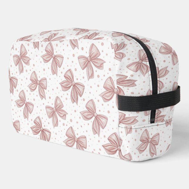 Pink Bow Dot Cosmetic Dopp Kit (Left Corner)