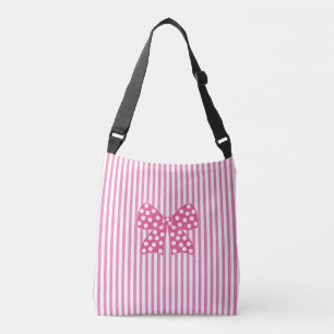 Pink Bow, Dots, Pink Stripes Crossbody Bag