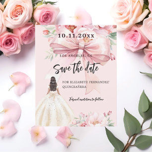 Pink bow dress Quinceanera Save the Date Flyer