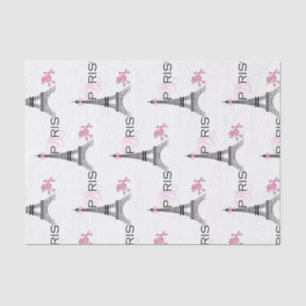 Pink Bow Eiffel Tower Paris France Poodle Chic Tissue Paper
