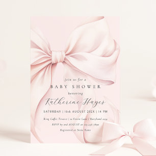 Pink Bow Elegant Baby Shower Invitation