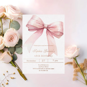 Pink bow elegant Birthday rose gold