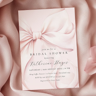 Pink Bow Elegant Bridal Shower Invitation