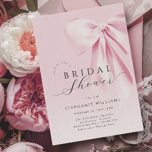 Pink Bow Elegant Bridal Shower Invitation