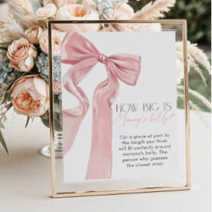 Pink Bow Elegant Coquette How Big is Mummy’s Belly Poster