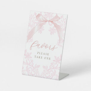 pink bow elegant favours sign