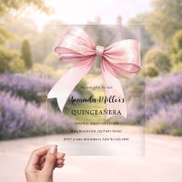 Pink bow elegant Quinceanera luxury clear