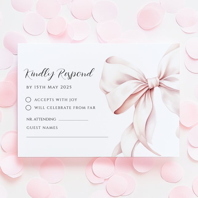 Pink Bow Elegant  RSVP Response Card (Creator Uploaded)
