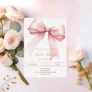 Pink bow elegant Sweet 16 rose gold