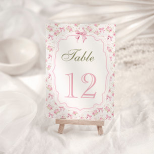 Pink Bow Elegant  Vintage Table Number