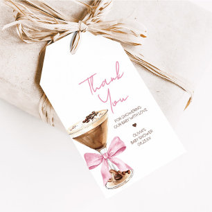 Pink Bow Espresso Martini Baby Shower Favor Tags