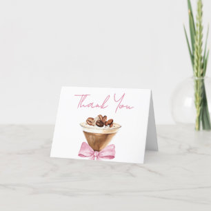 Pink Bow Espresso Martini Baby Shower Thank You Card