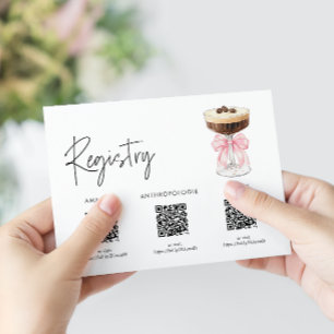 Pink Bow Espresso Martini Bridal Shower - Registry Enclosure Card