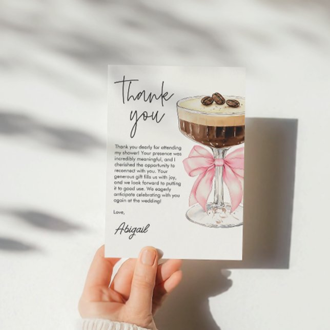Pink Bow Espresso Martini Bridal Shower Thank You (Pink Bow Espresso Martini Bridal Shower Thank You)