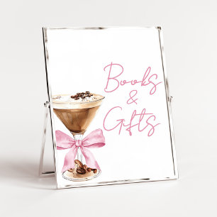 Pink Bow Espresso Shower Books and Gifts Sign