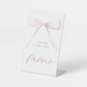 pink bow favours pedestal sign