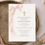 Pink Bow First Holy Communion Girl's Invitation<br><div class="desc">Pink bow first holy communion invitation designed for a girl celebrating this special milestone. Features a soft,  feminine style with a clean and reverent look that feels timeless and elegant. Ideal for first communion ceremonies,  church celebrations,  and family gatherings. Editable text. Clean print-ready layout.</div>