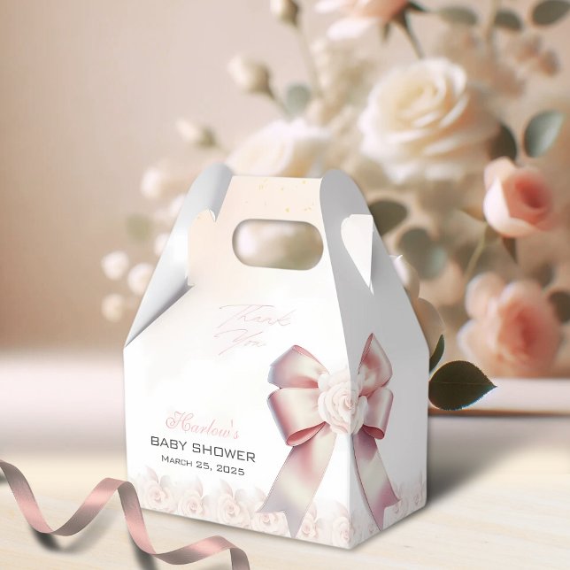 Pink Bow floral Baby Shower Favour Box (Creator Uploaded)