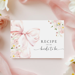 Pink Bow Floral Bridal Shower Recipe Request Enclosure Card